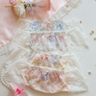 Starry floral embroidered mid-waist panties