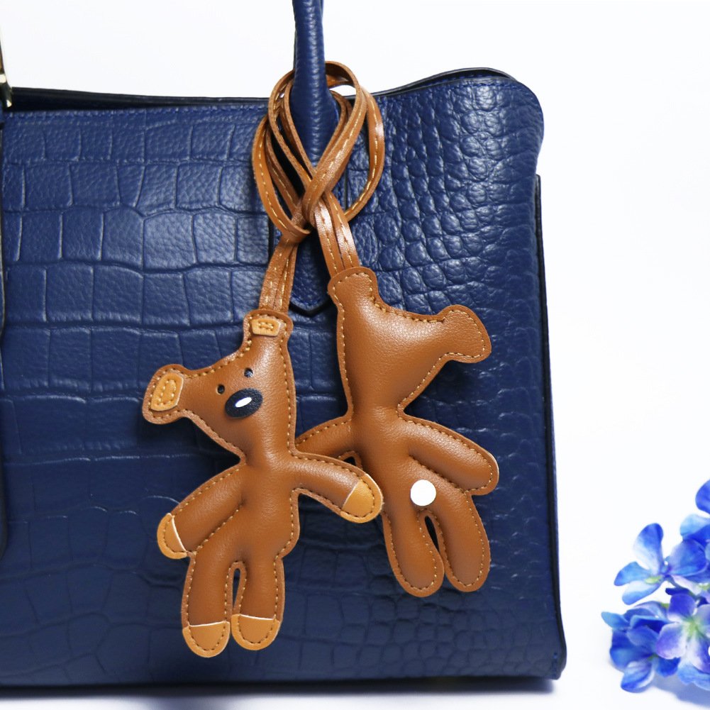 Cute Leather Bear Bag Charm – Minimalist Teddy Keychain - Image 4