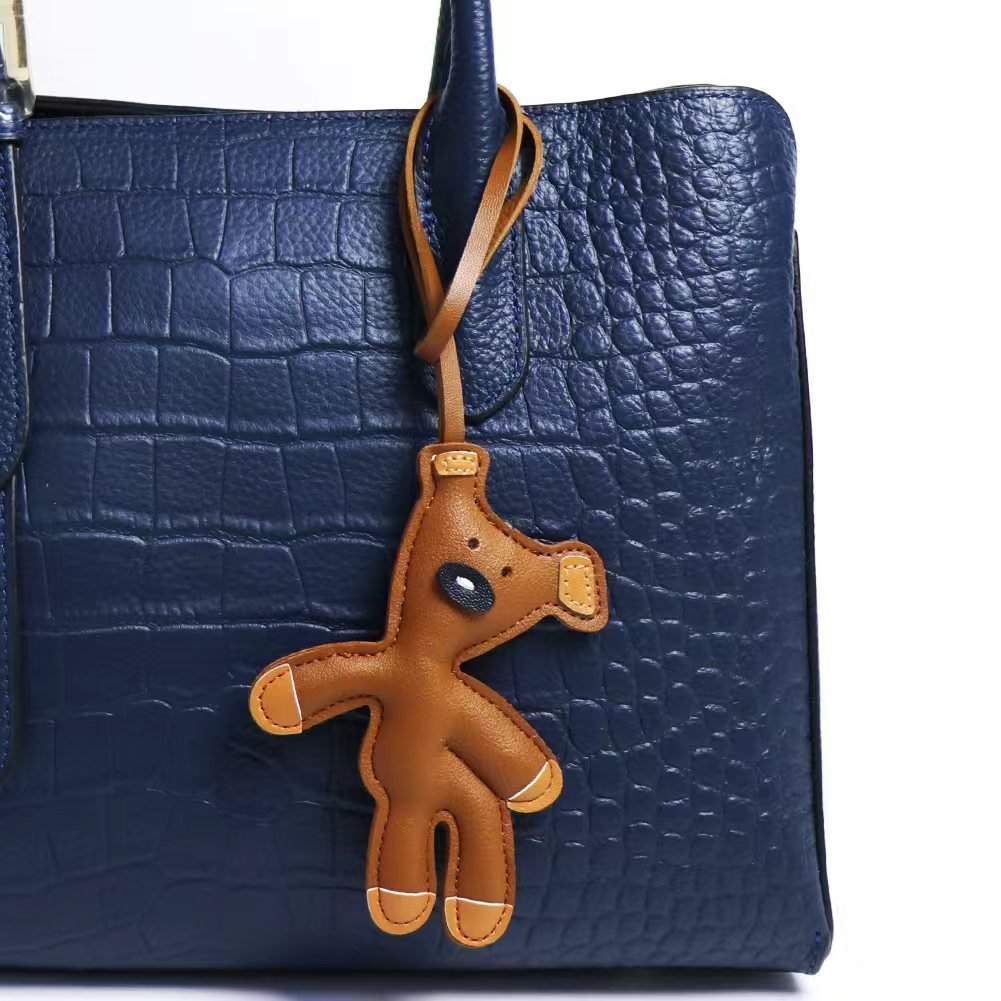 Cute Leather Bear Bag Charm – Minimalist Teddy Keychain - Image 5