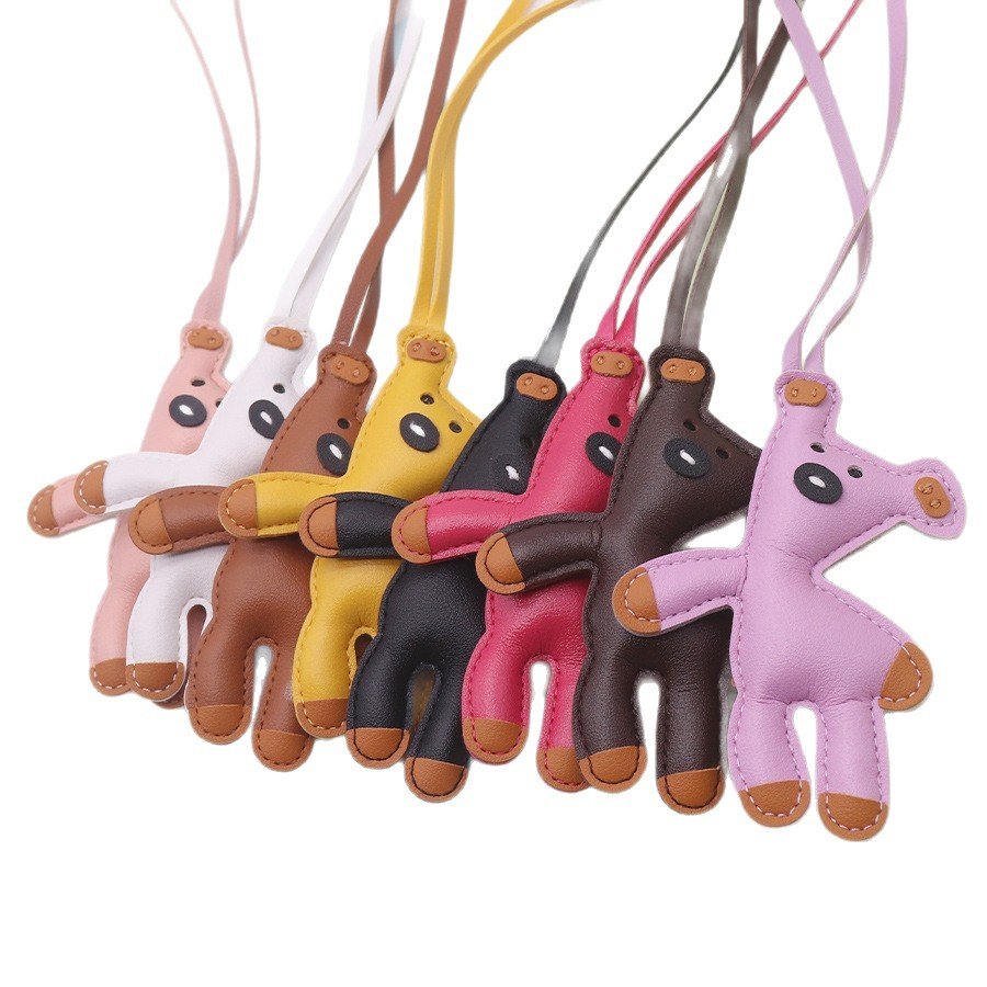 Cute Leather Bear Bag Charm – Minimalist Teddy Keychain - Image 2