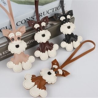 Mini Schnauzer leather bag charms in different colors