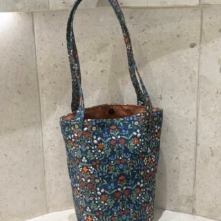 Handmade floral canvas bucket bag