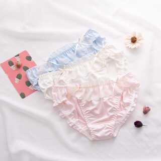 Light pink ice silk ruffle panties with cotton gusset