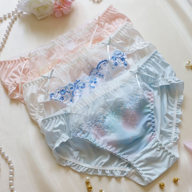 Sweet Bow Milk Silk Mid-Rise Panties