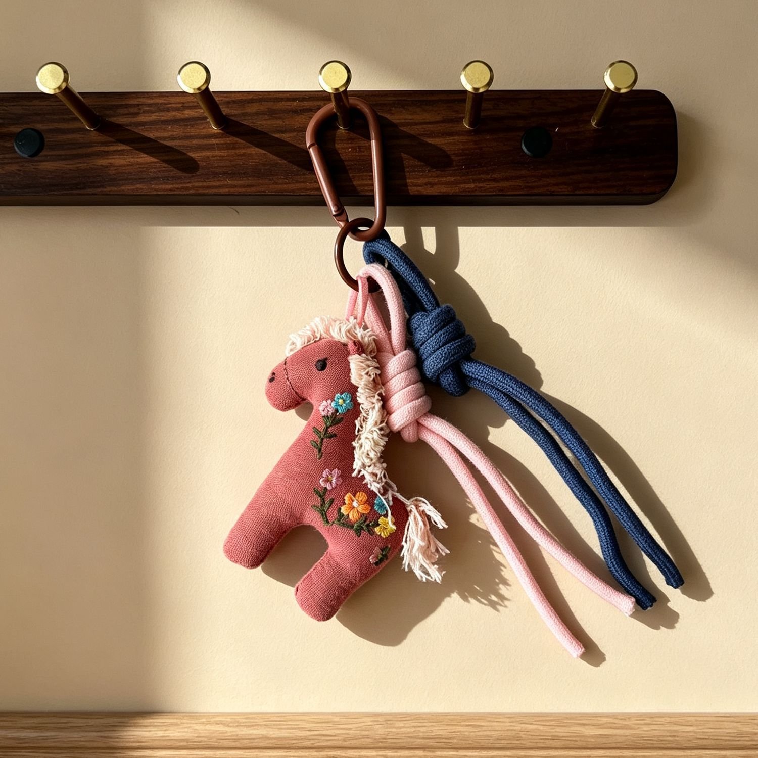 Little Meadow Embroidered Pony Charm – Handmade Fabric Bag & Phone Accessory - Image 2