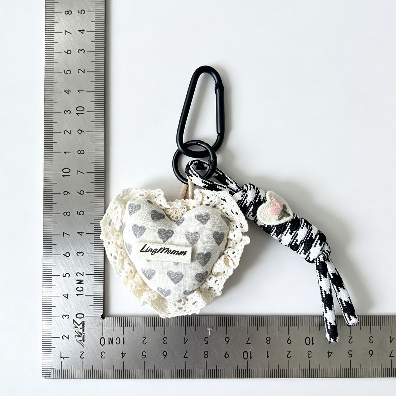 Sweet Lace Heart Fabric Bag Charm – Cute Plush Keychain for Bags, Keys & Everyday Accessories