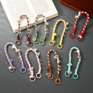 Colorful braided tassel wrist straps with metal clasps