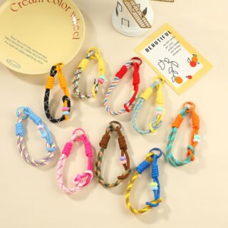 Colorful braided double-ring phone wrist straps in multiple colors