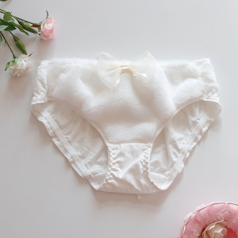 Sweet Style Mid-Waist Plush Bow Panties – Warm & Breathable - Image 2