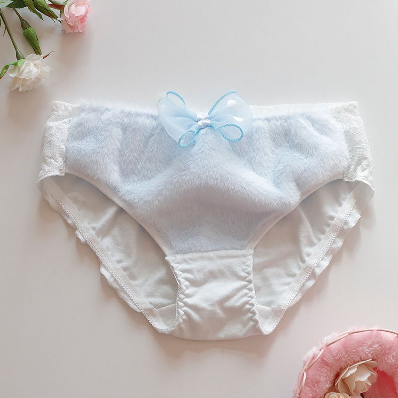 Sweet Style Mid-Waist Plush Bow Panties – Warm & Breathable - Image 3