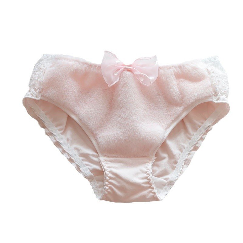 Sweet Style Mid-Waist Plush Bow Panties – Warm & Breathable - Image 4